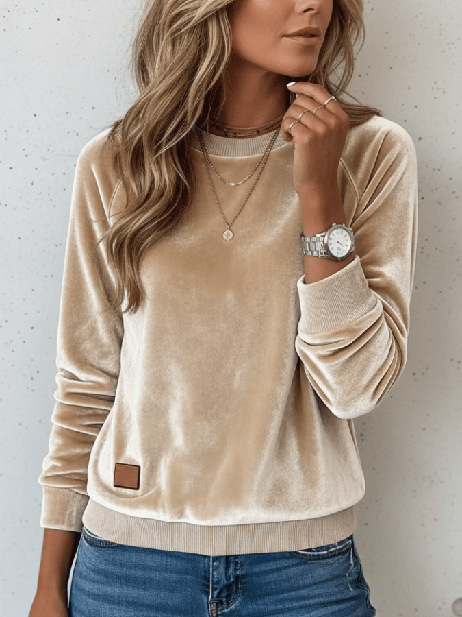Women'S Casual Loose Velvet Sweatshirt