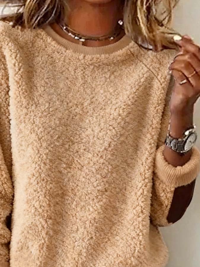 Women'S Casual Loose Fur Collar Sweatshirt