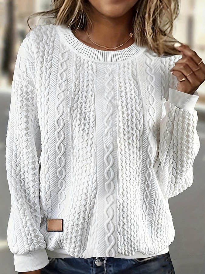 Women's casual round neck solid color sweatshirt